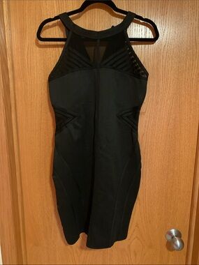 WOW couture Black Mini Dress with Mesh Insets